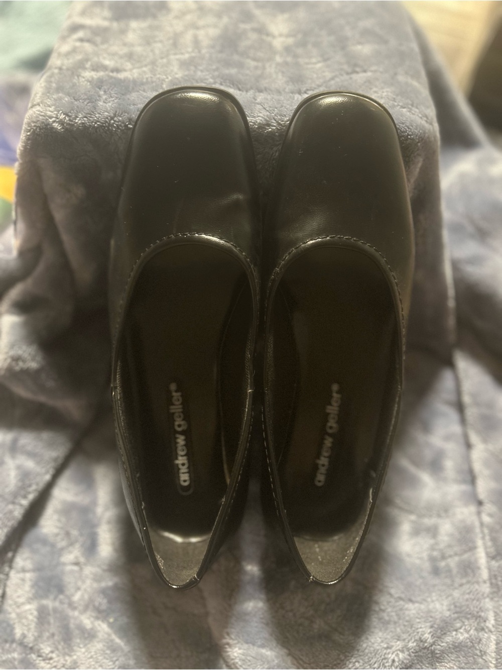 Andrew Geller Black Low Wedge Slip-On Flats